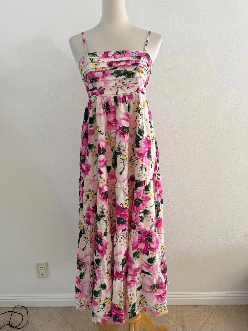 NWT Abercrombie & Fitch Pink Floral Maxi Dress Cottagecore Garden Sundress